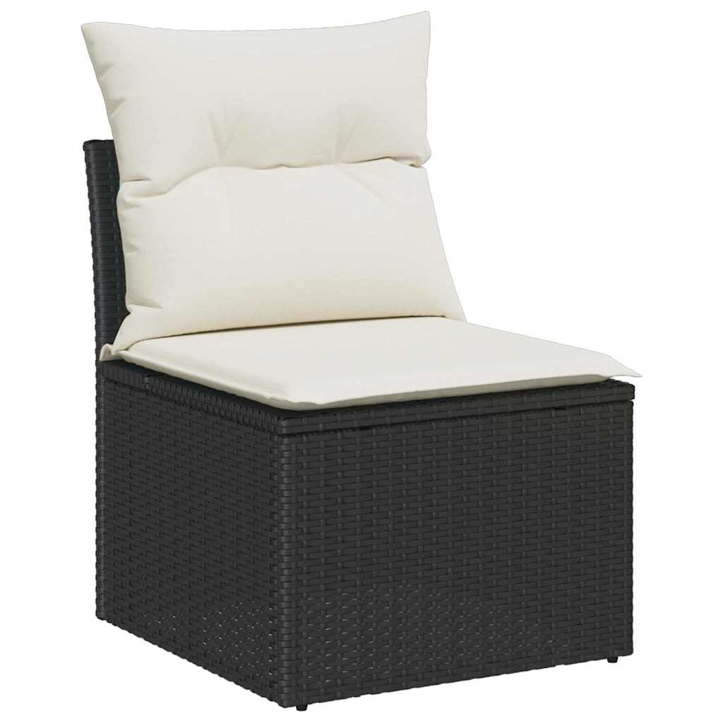 vidaXL Conjunto de Sofá de Jardim 6 pcs Preto e Creme vime PE