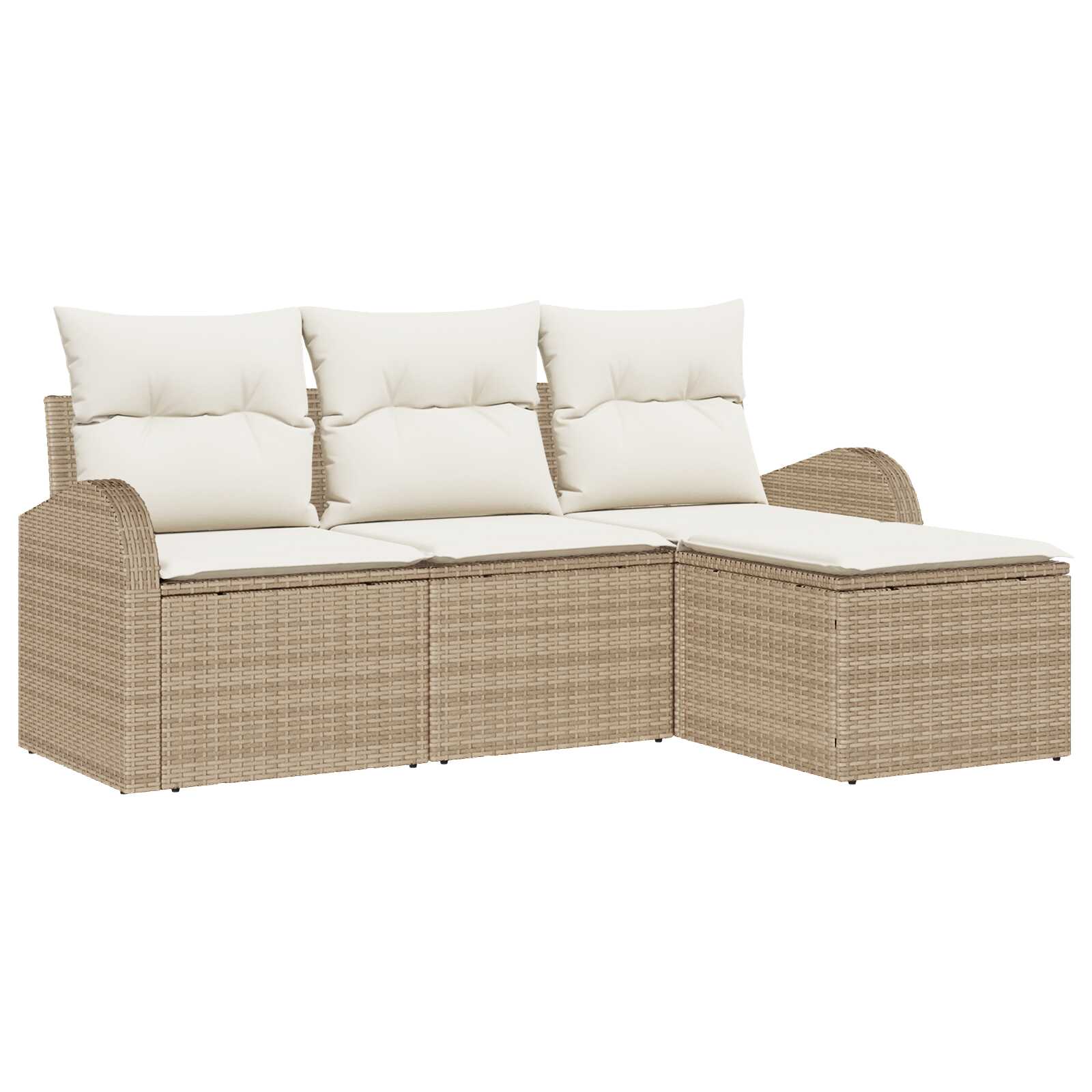 vidaXL Conjunto de Sofás com almofada 4 pcs Bege e Branco vime PE