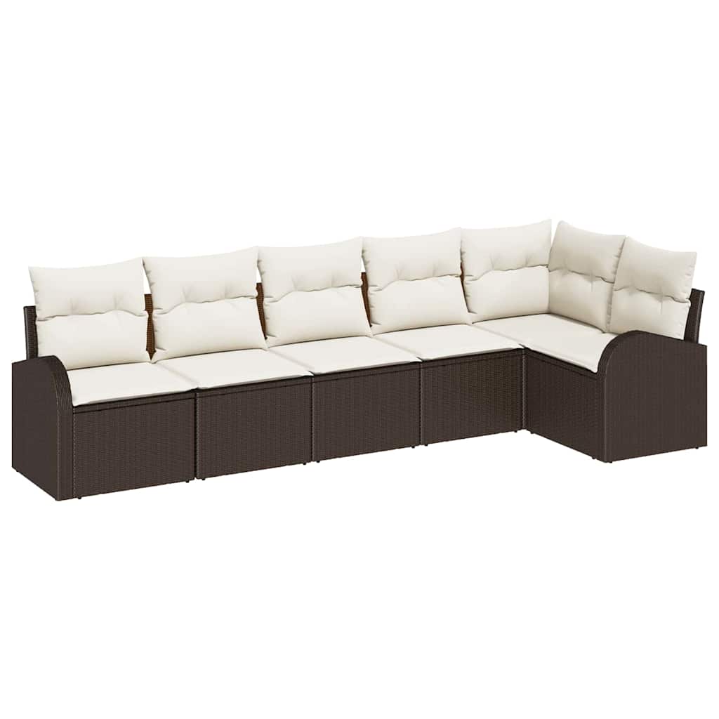 vidaXL Conjunto de Sofá de Jardim 6 pcs Marrom e Branco vime PE