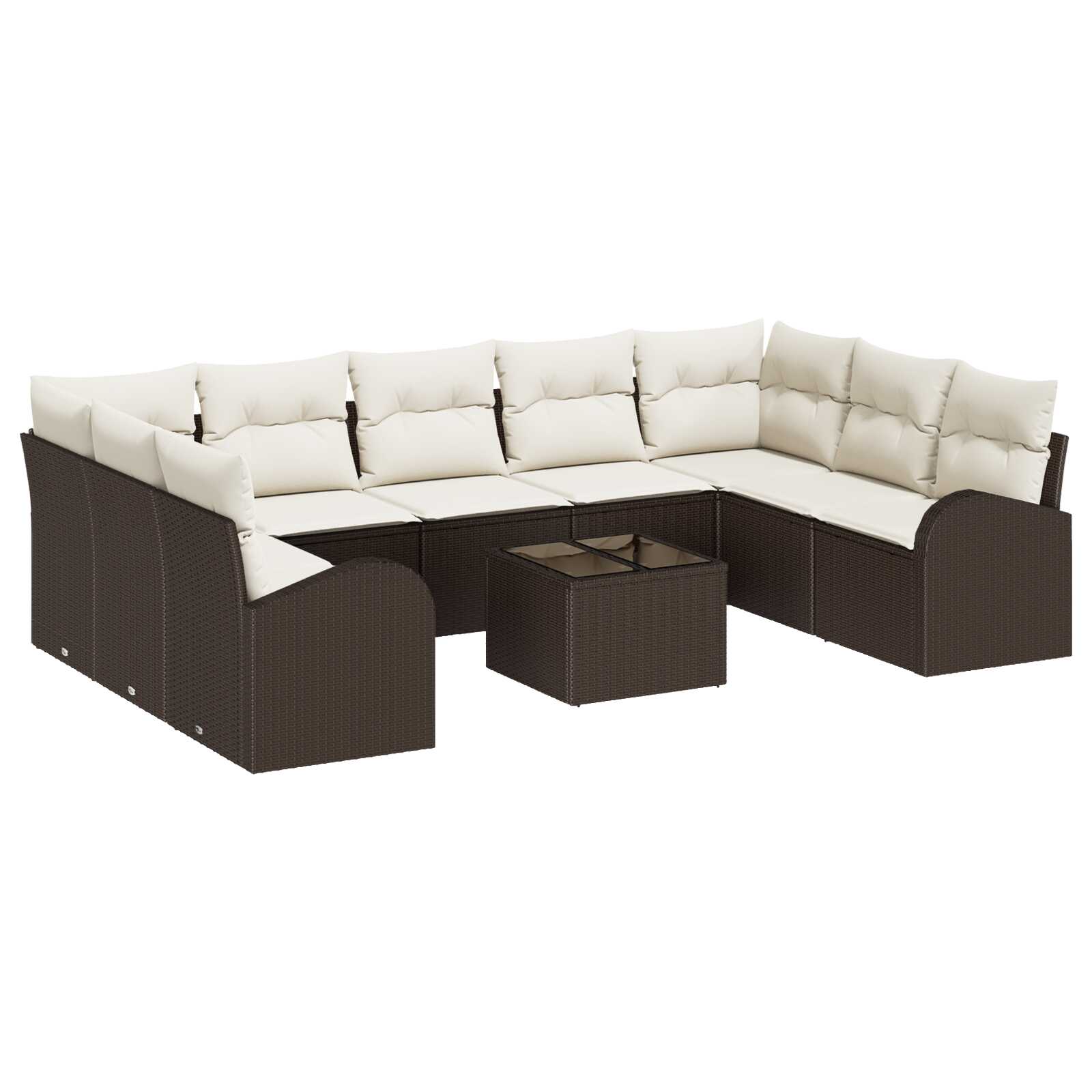 vidaXL Conjunto de Sofá de Jardim 10 pcs Marrom e Branco vime PE