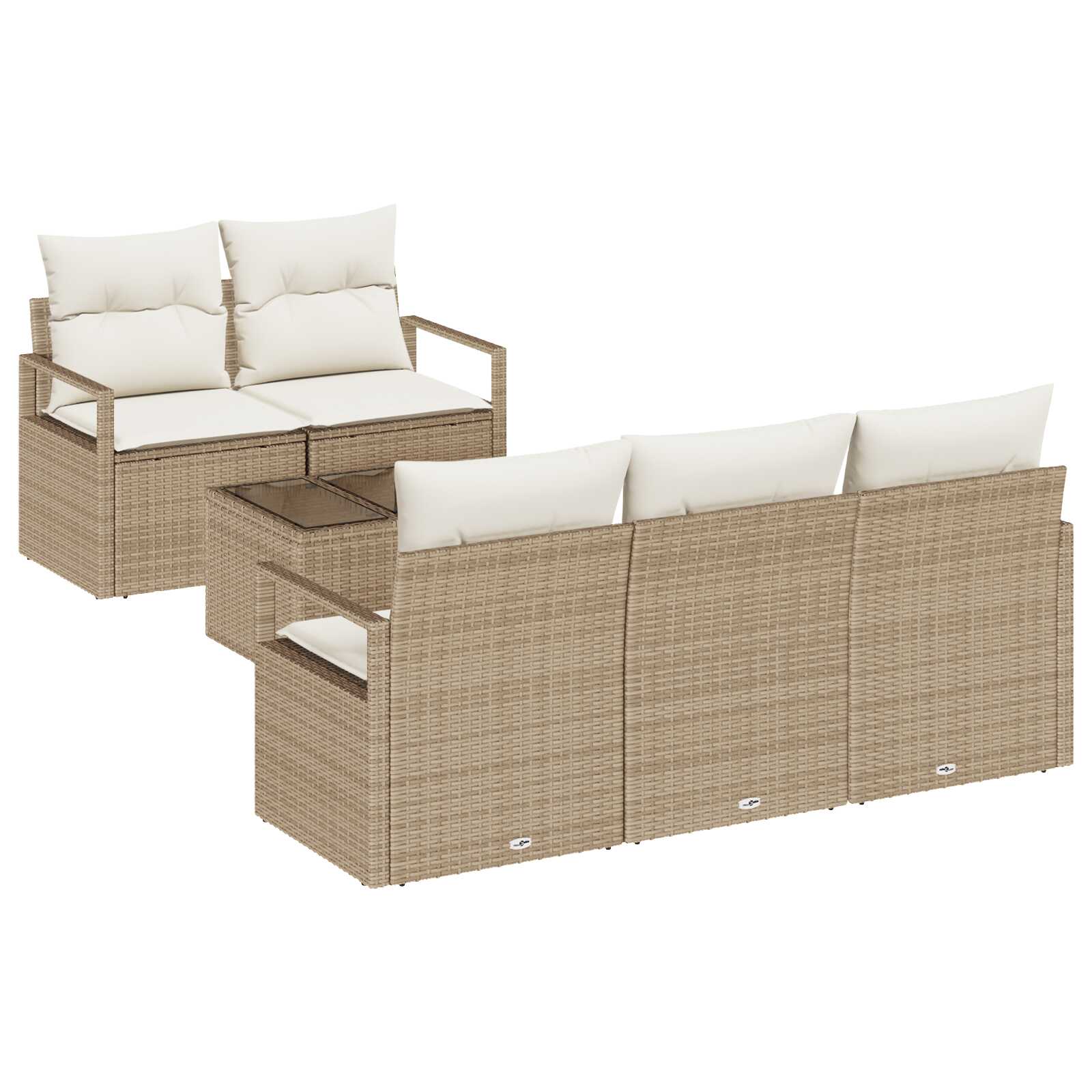 vidaXL Conjunto de Sofá de Jardim 6 pcs Bege e Creme vime PE