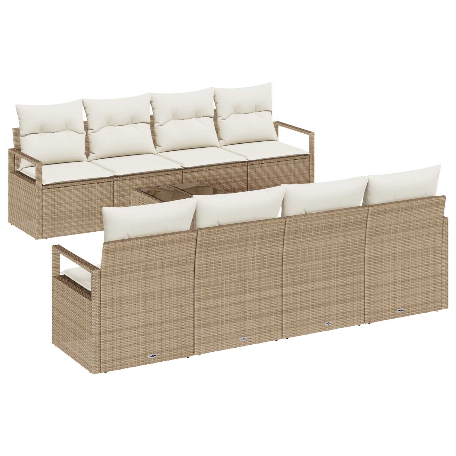 vidaXL Conjunto de Sofá de Jardim 9 pcs Bege e Creme vime PE