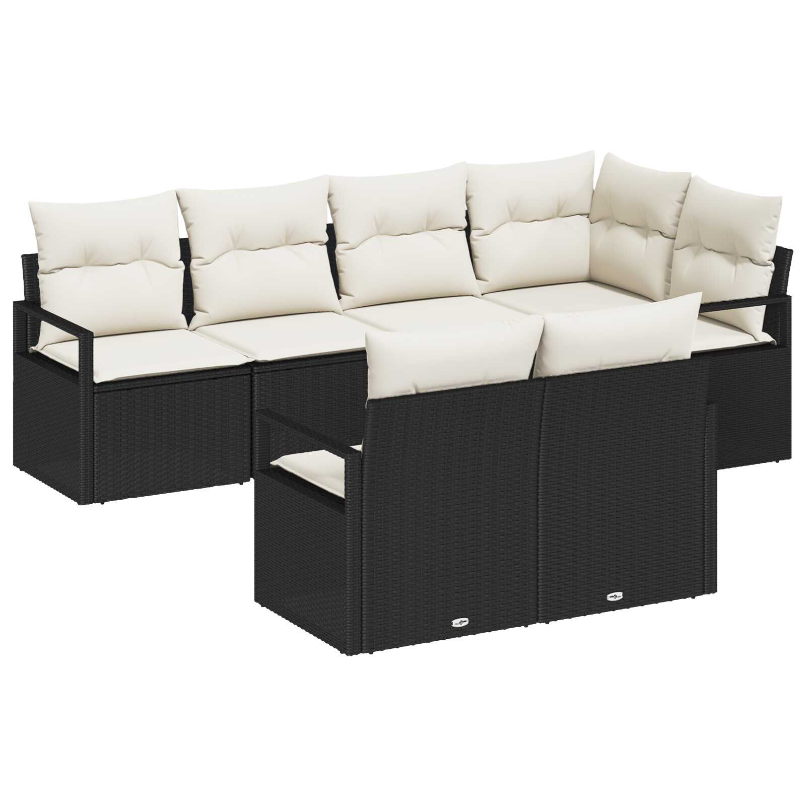 vidaXL Conjunto de Sofá de Jardim 7 pcs Preto e Branco vime PE
