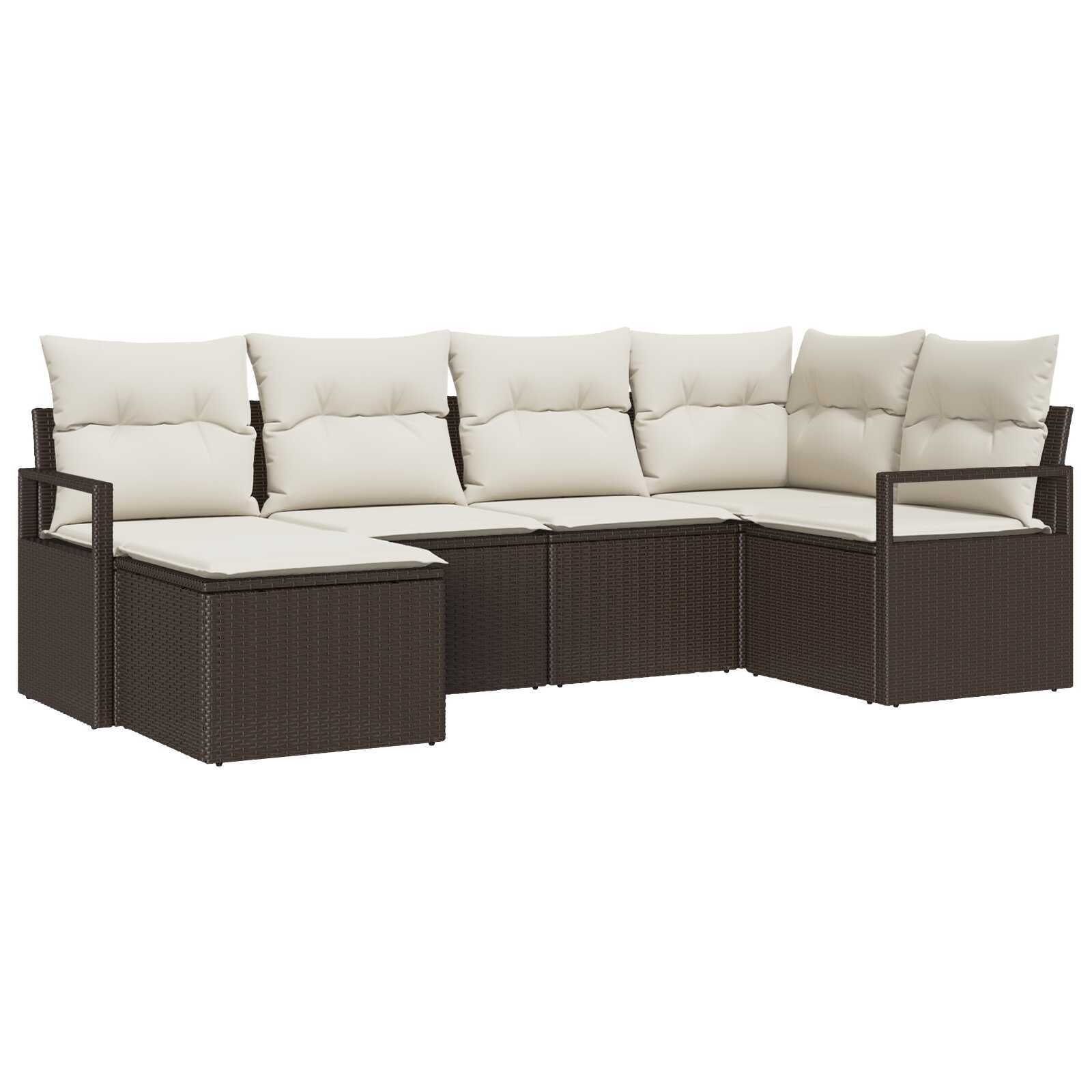 vidaXL Conjunto de Sofás com almofada 6 pcs Marrom e Creme vime PE