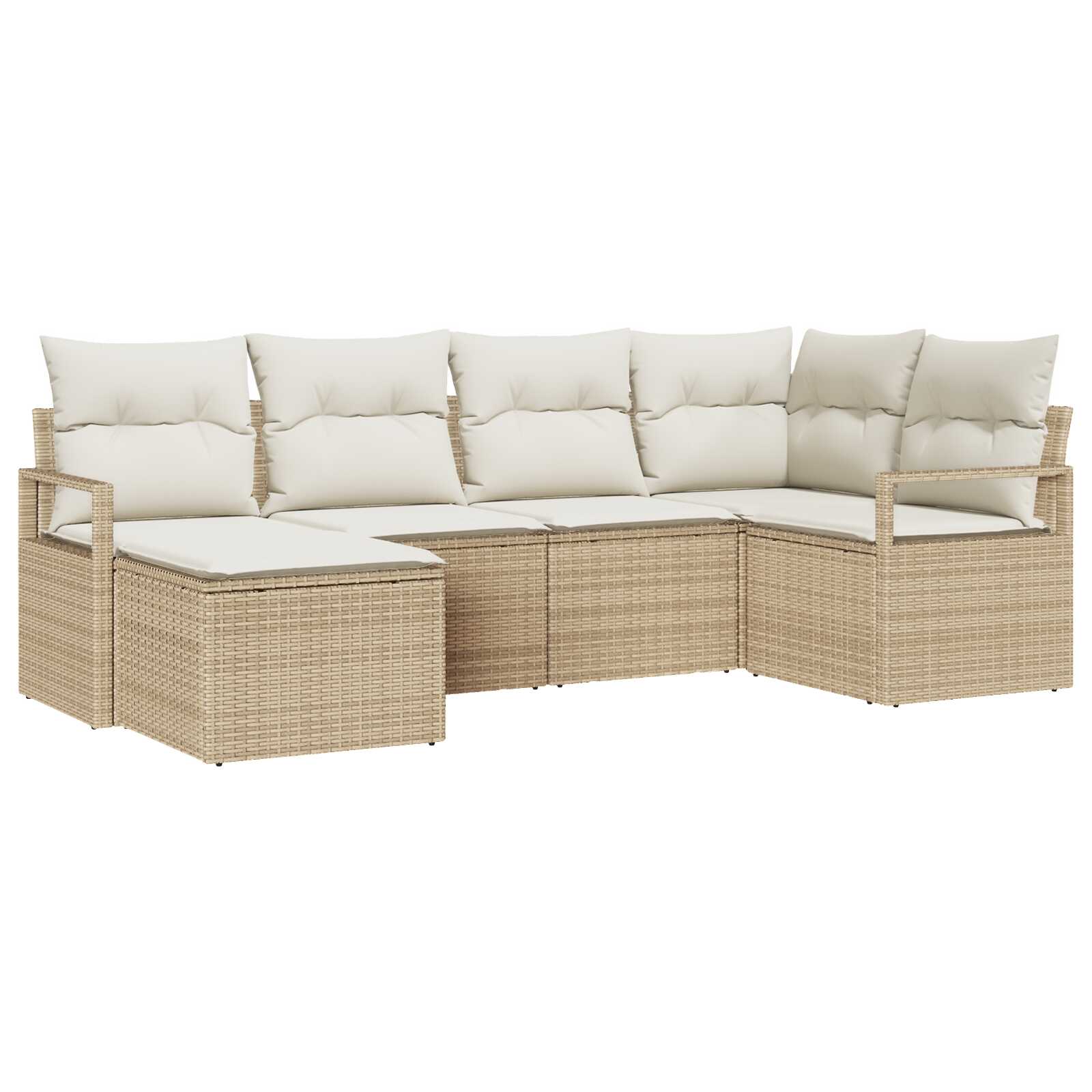 vidaXL Conjunto de Sofás com almofada 6 pcs Bege e Creme vime PE