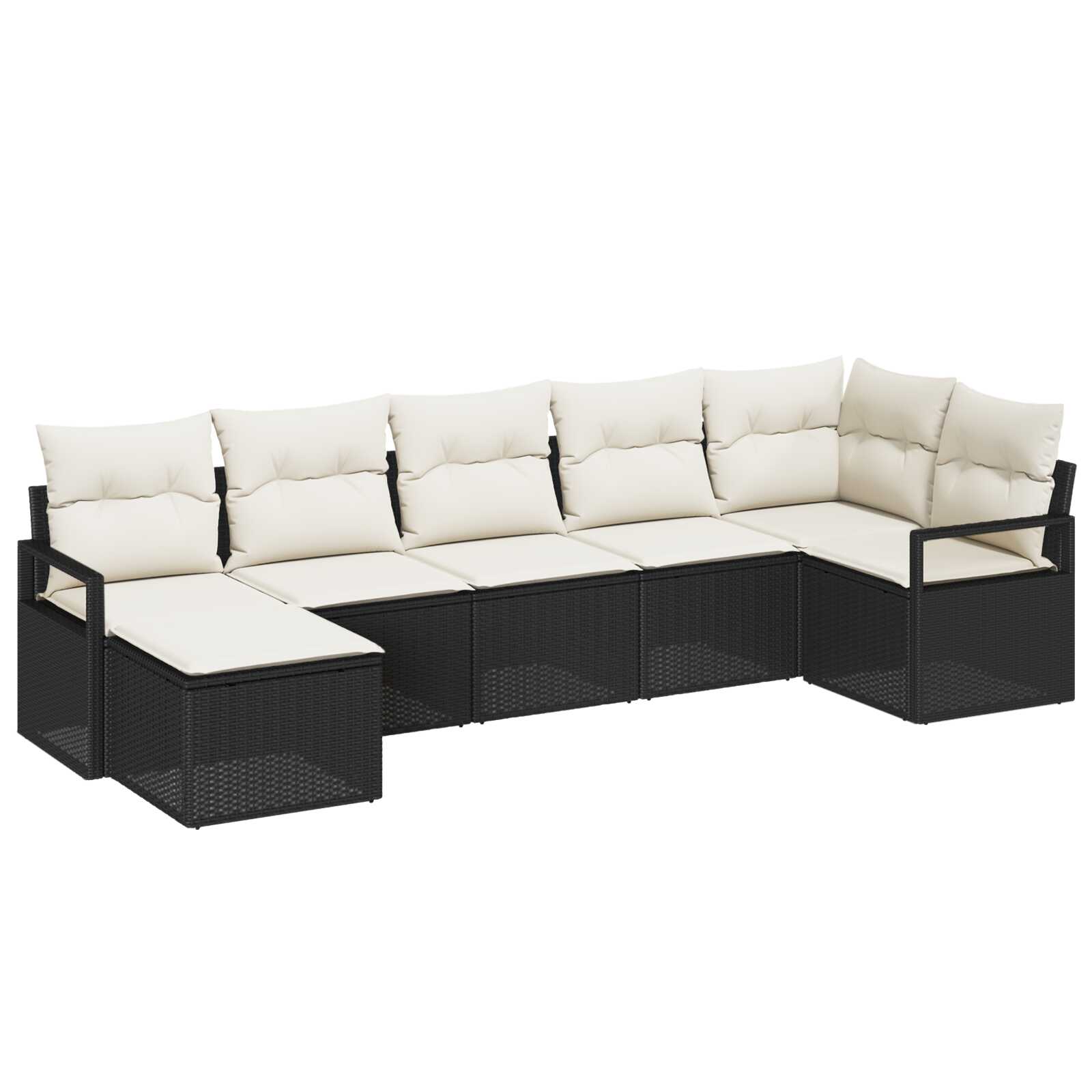 vidaXL Conjunto de Sofás com almofada 7 pcs Preto e Creme vime PE