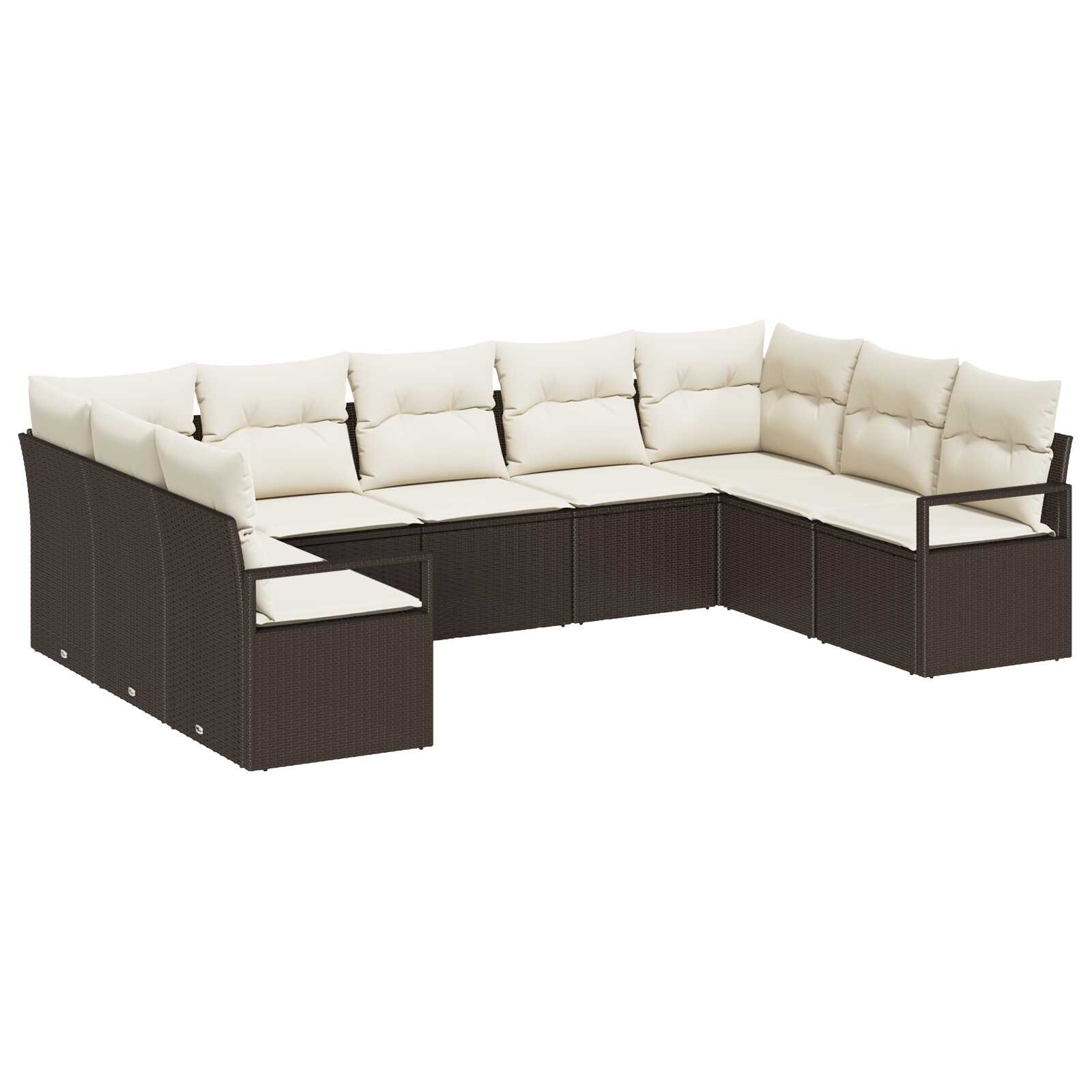 vidaXL Conjunto de Sofá de Jardim 9 pcs Marrom e Branco vime PE