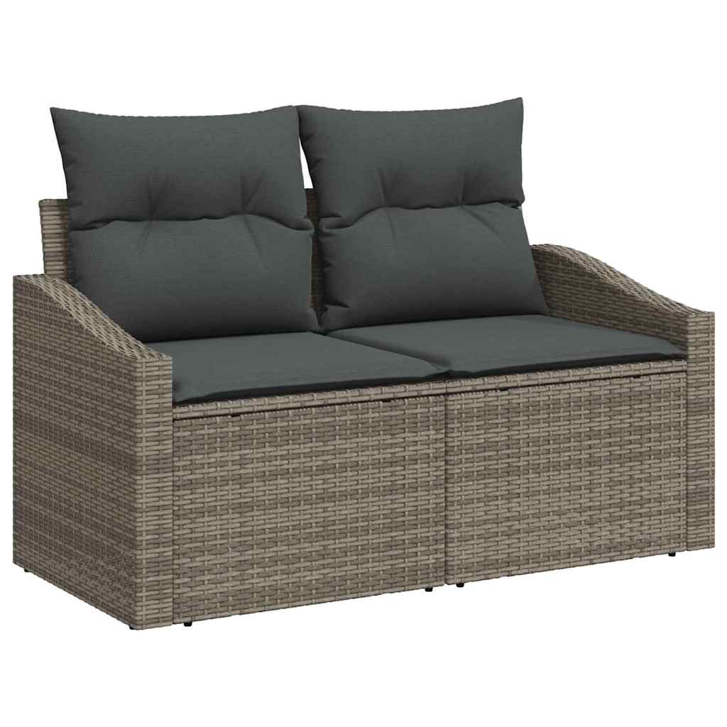 vidaXL Conjunto de Sofás com almofada 7 pcs Cinzeto vime PE