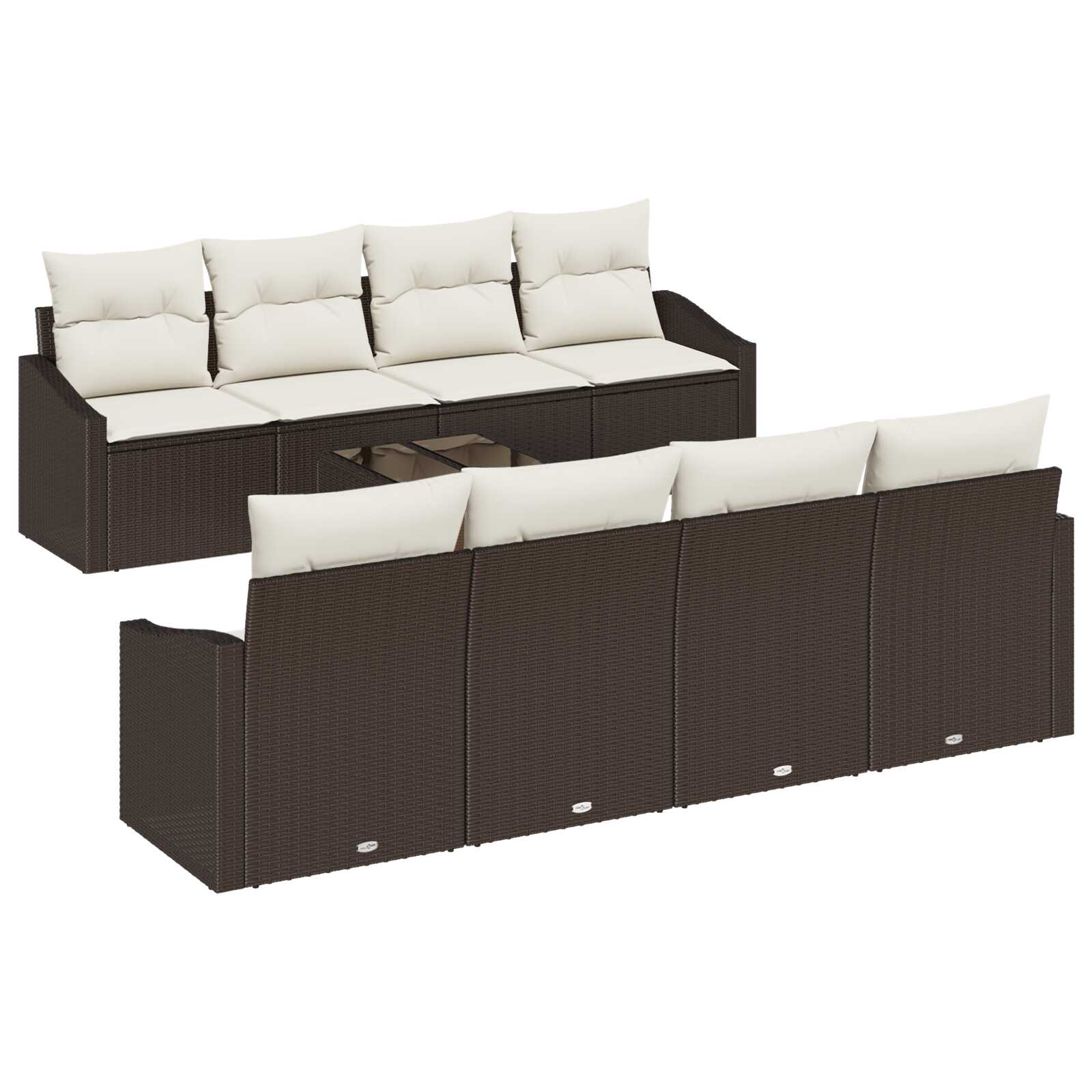 vidaXL Conjunto de Sofás com almofada 7 pcs Marrom e Creme vime PE