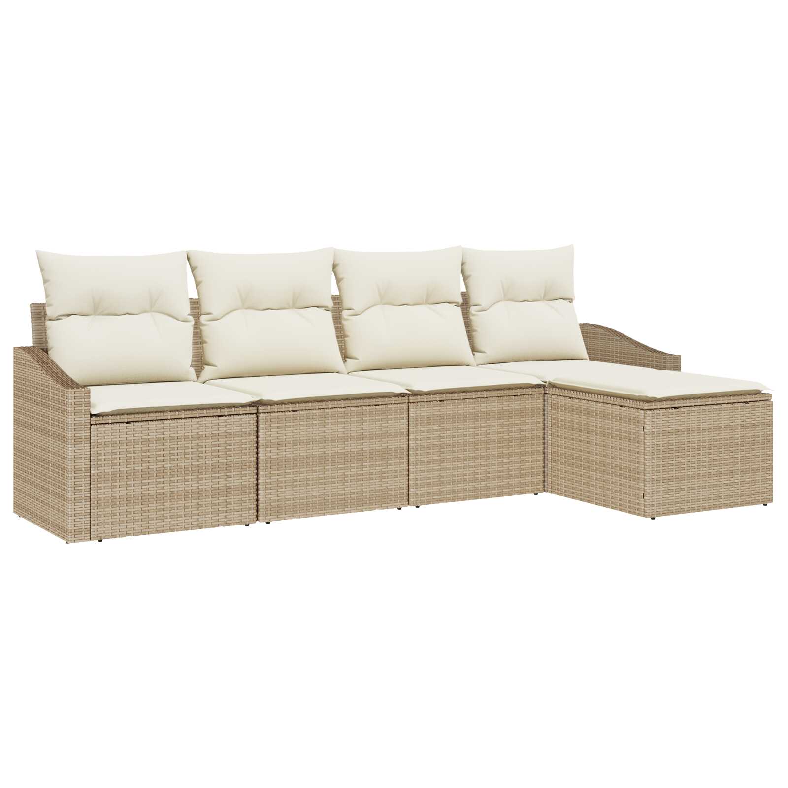 vidaXL Conjunto de Sofás com almofada 5 pcs Bege e Creme vime PE