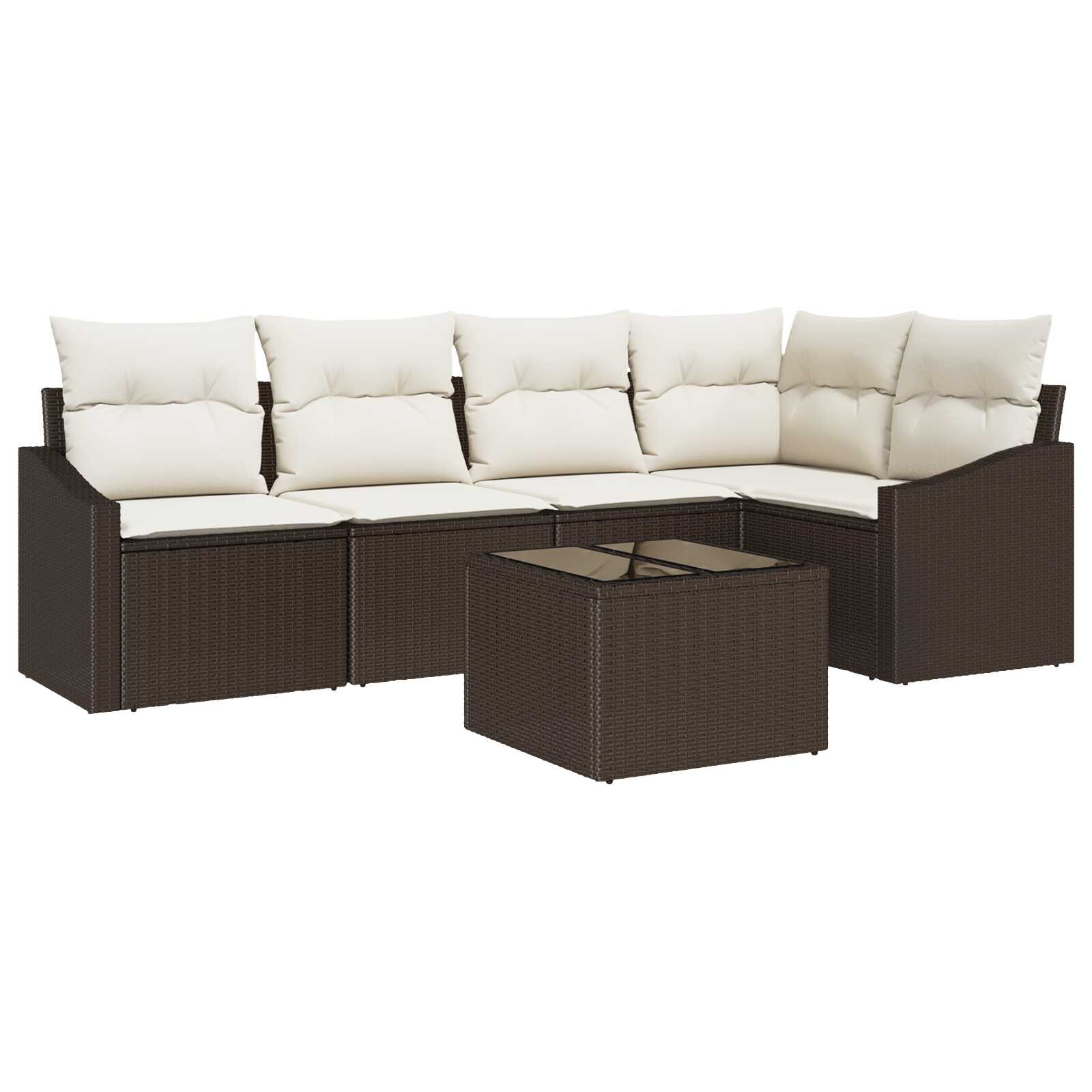 vidaXL Conjunto de Sofá de Jardim 6 pcs Marrom e Creme vime PE
