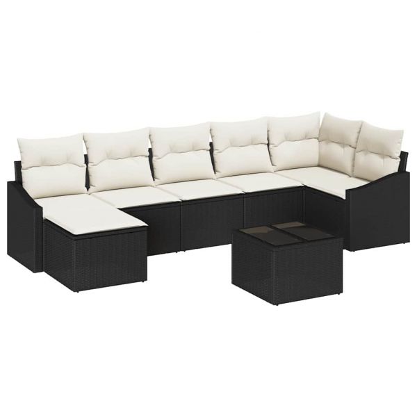 vidaXL Conjunto de Sofá de Jardim 8 Peças Marrom e Creme Vime Pe - 209591447