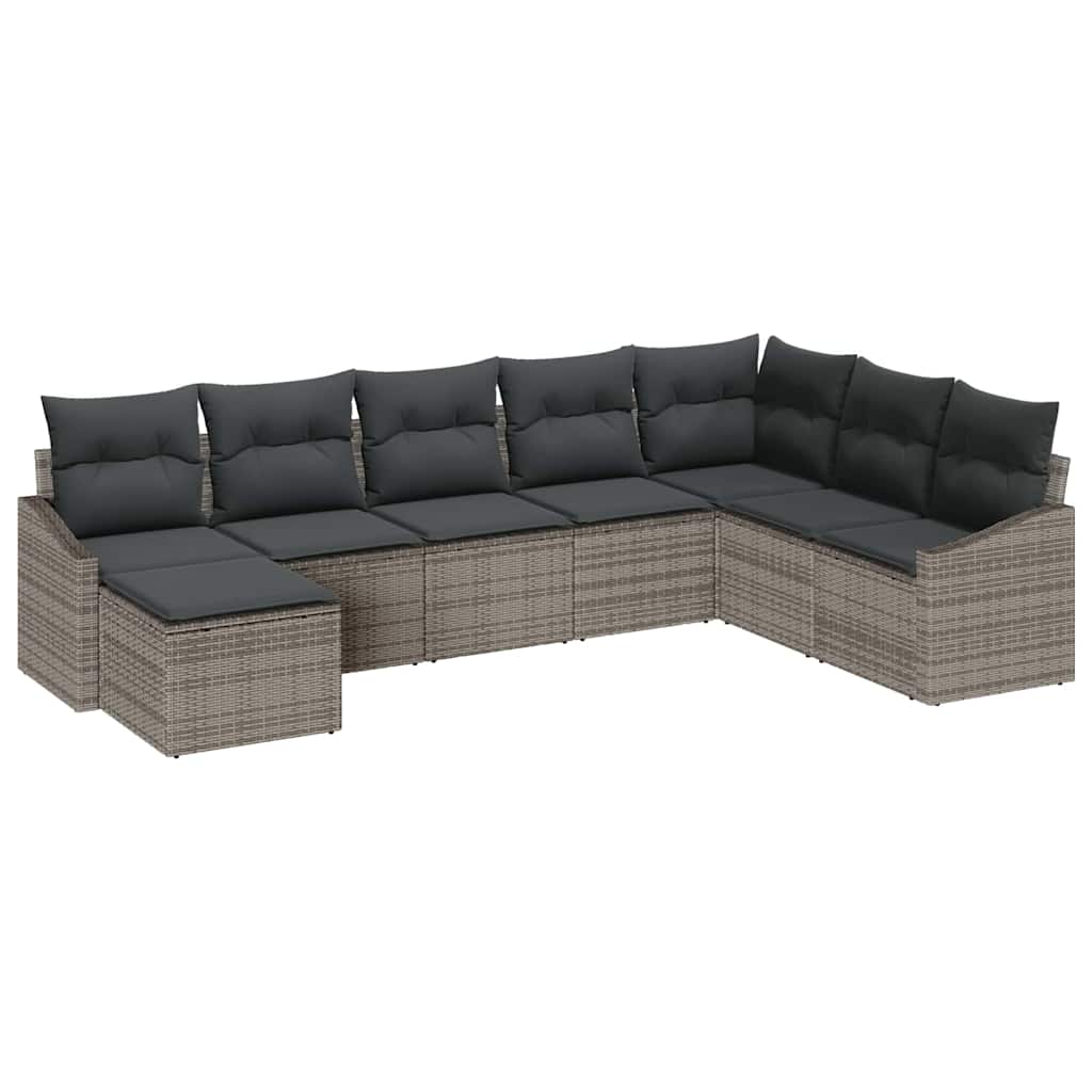 vidaXL Conjunto de Sofá de Jardim com almofada 8 pcs Cinzeto vime PE