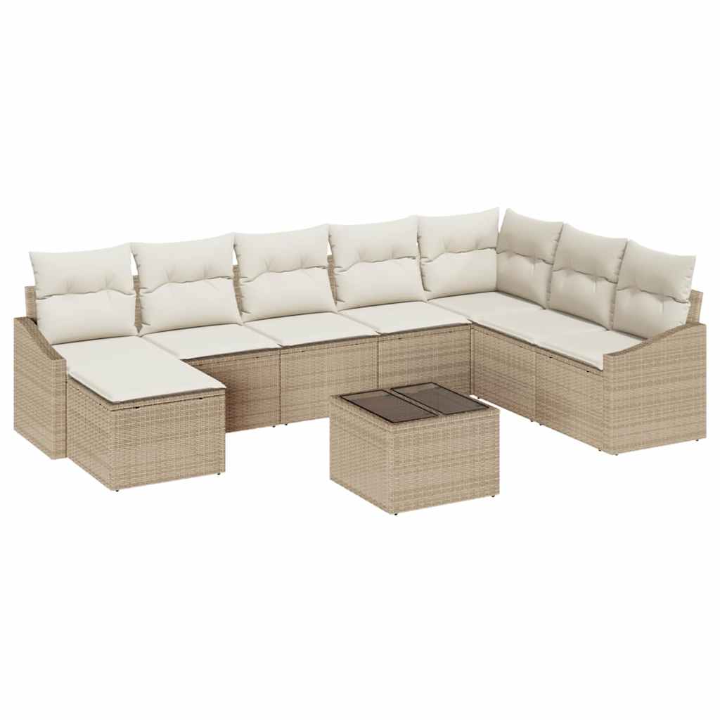 vidaXL Conjunto de Sofá de Jardim 8 pcs Bege e Creme vime PE