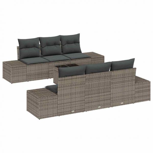 vidaXL Conjunto de Sofá de Jardim com Almofada 8 Peças Cinzeto Vime Pe - 964714167