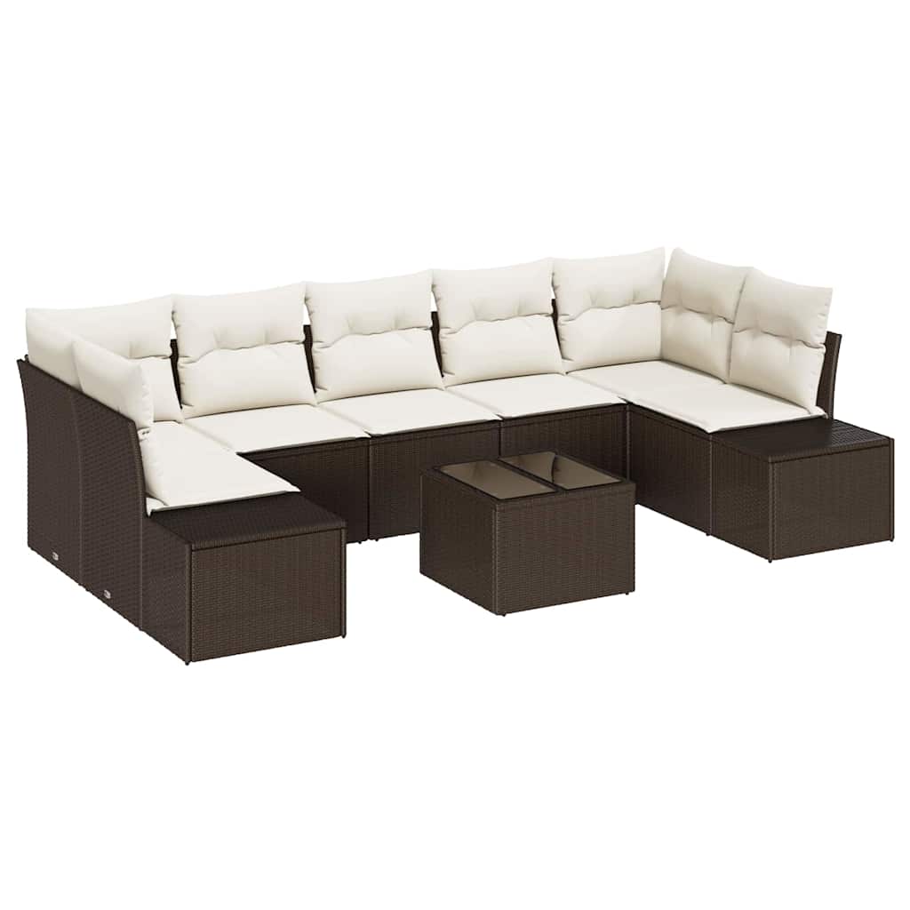 vidaXL Conjunto de Sofá de Jardim 8 pcs Marrom e Creme vime PE