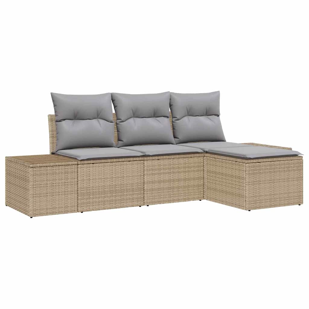 vidaXL Conjunto de Sofá de Jardim 4 pcs Bege e Cinza Claro vime PE