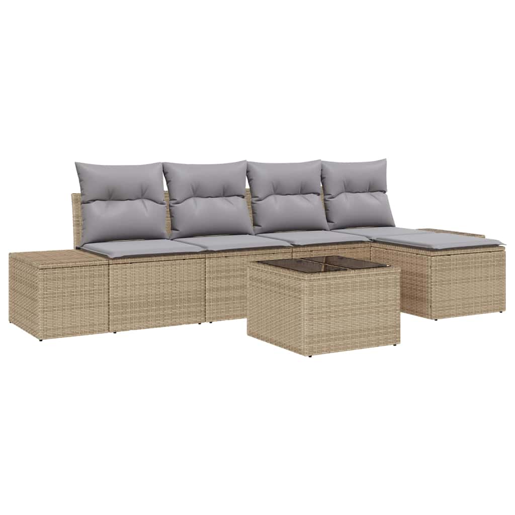 vidaXL Conjunto de Sofá de Jardim 5 pcs Bege e Cinza Claro vime PE