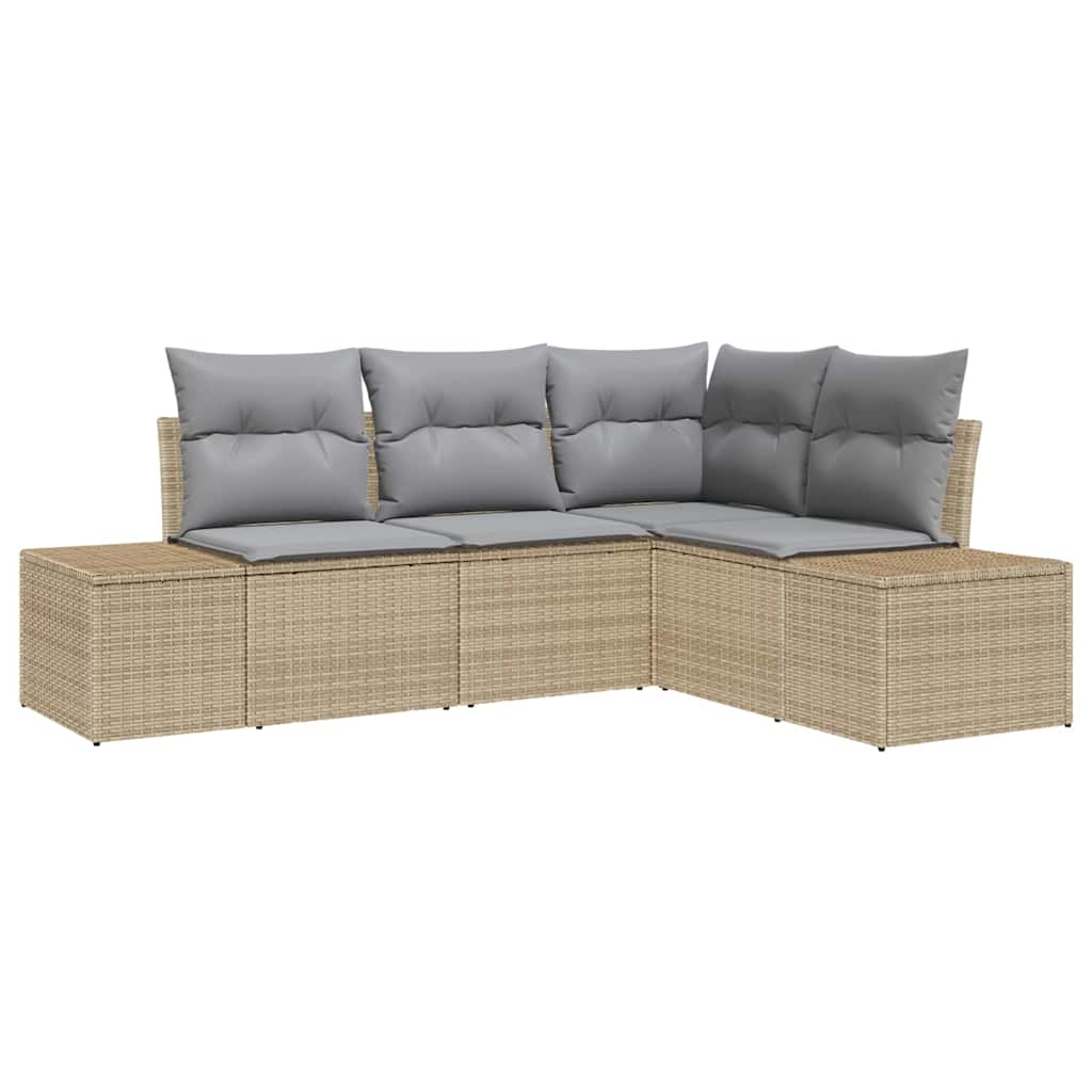 vidaXL Conjunto de Sofá de Jardim 4 pcs Bege e Cinza Claro vime PE