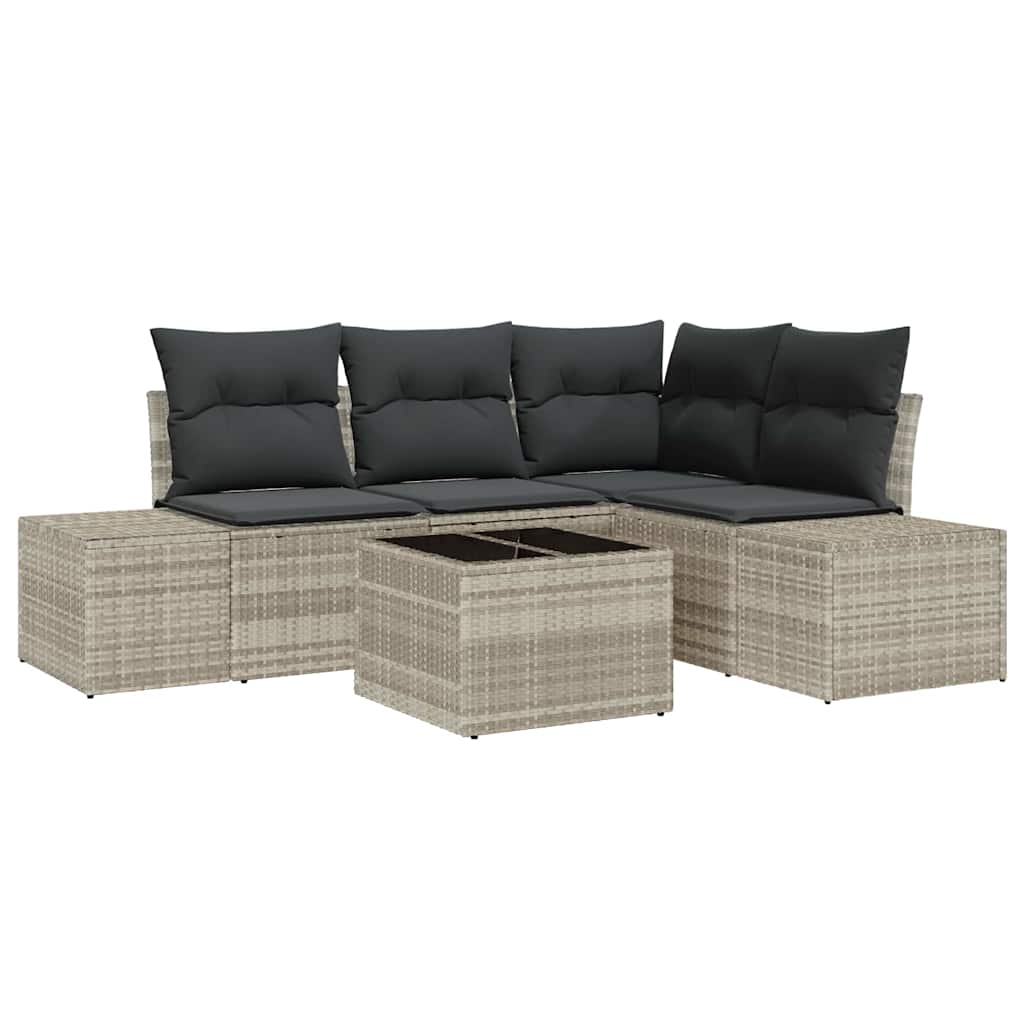 vidaXL Conjunto de Sofá de Jardim Cinzento-claro vime PE