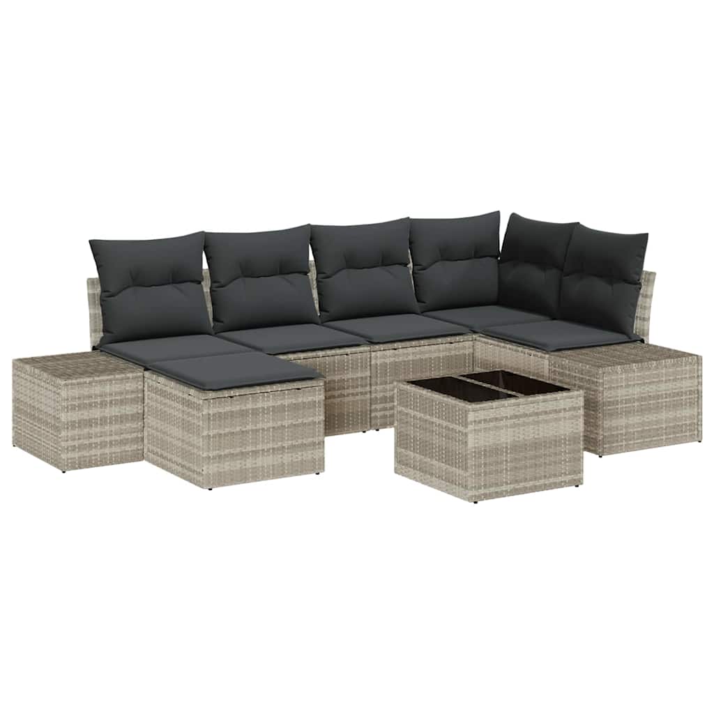 vidaXL Conjunto de Sofá de Jardim 6 pcs Cinzento-claro vime PE
