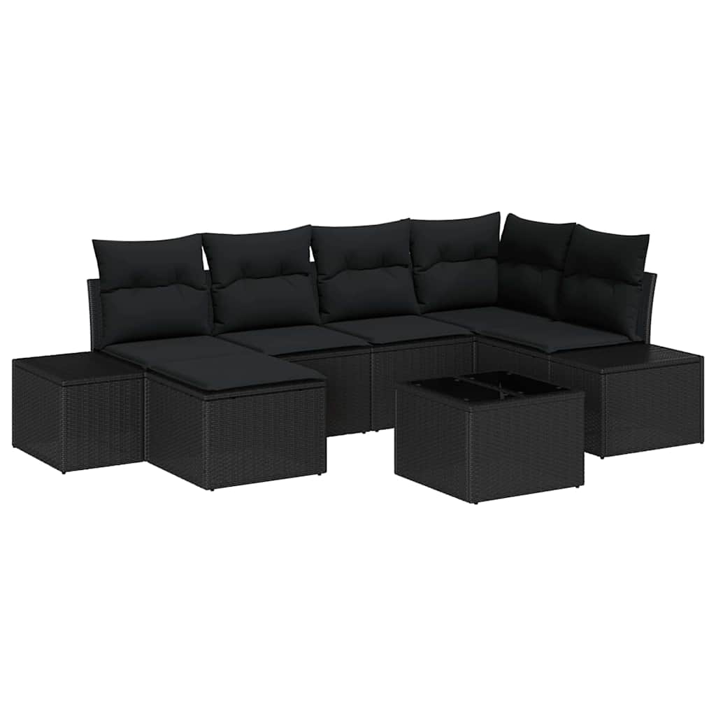 vidaXL Conjunto de Sofá de Jardim com almofada 6 pcs Preto vime PE