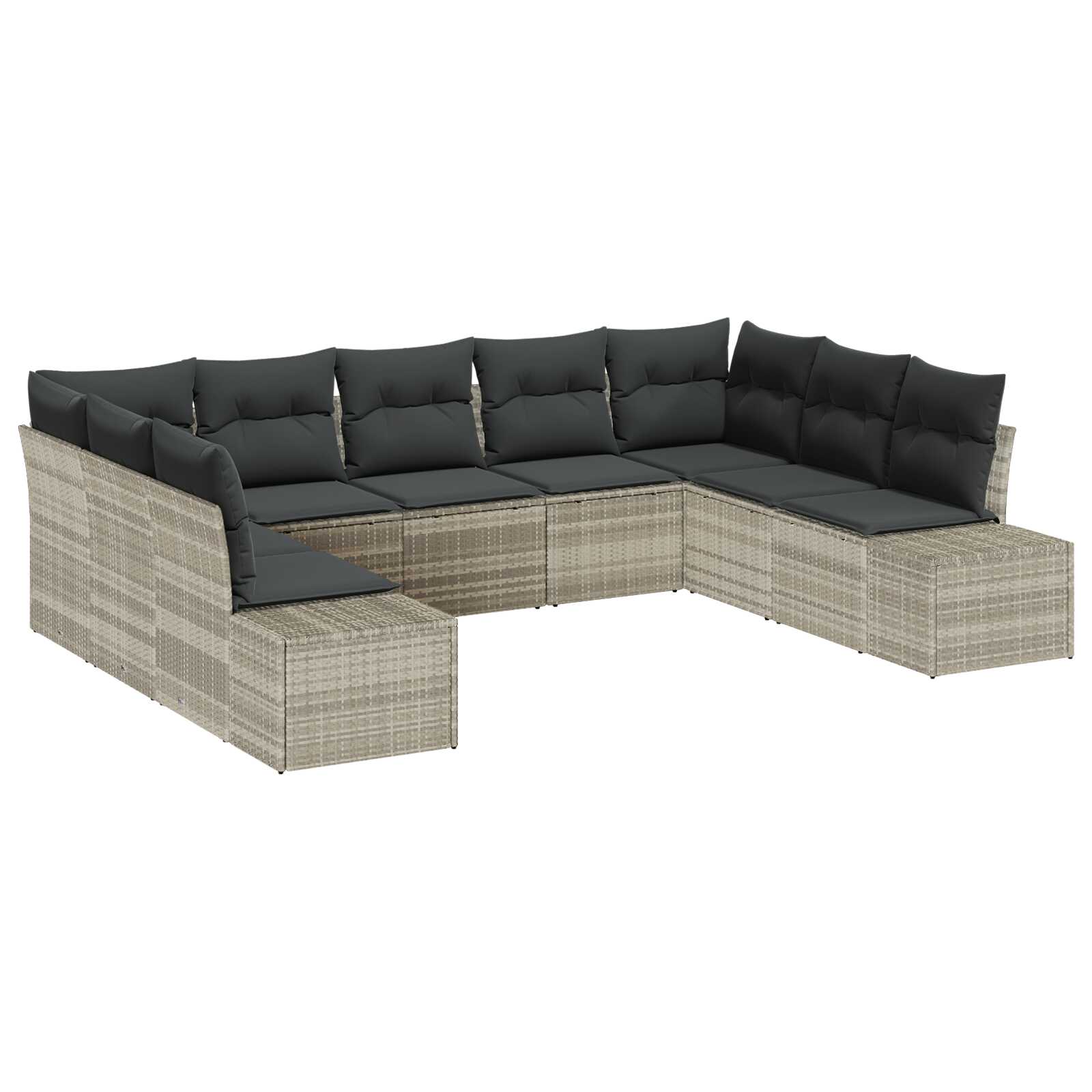 vidaXL Conjunto de Sofá de Jardim 9 pcs Cinzento-claro Polirattan