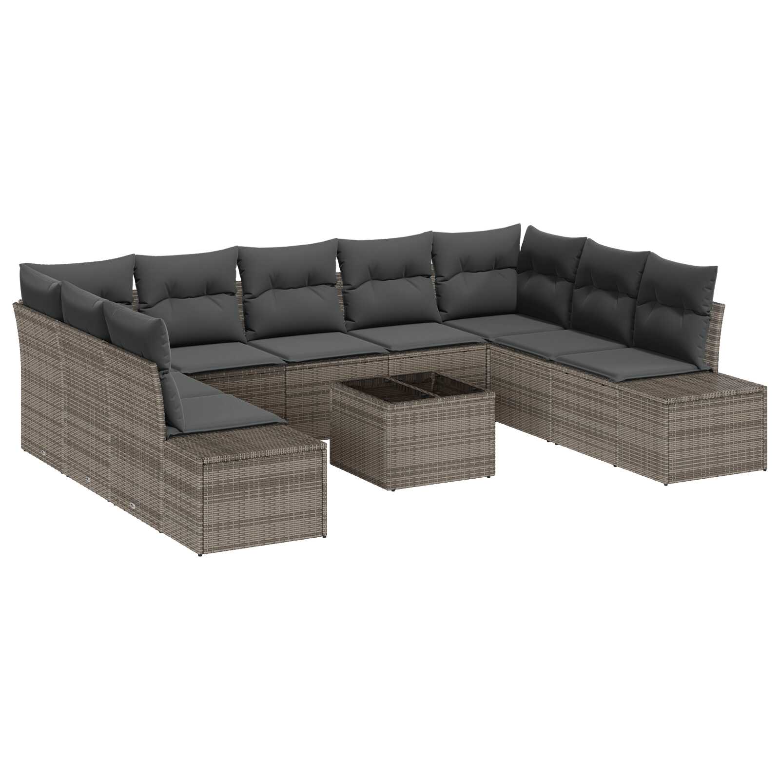 vidaXL Conjunto de Sofá de Jardim 9 pcs Cinzeto Polirattan