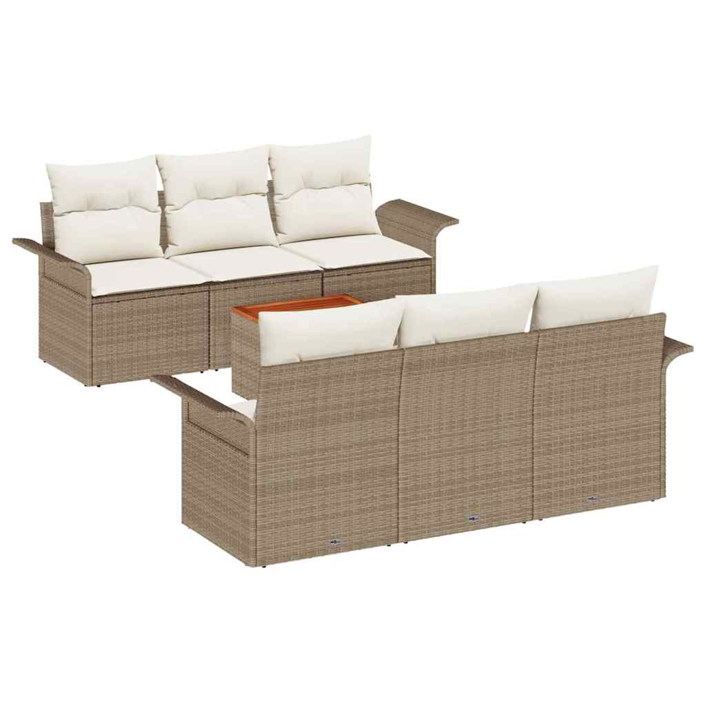 vidaXL Conjunto de Sofá de Jardim 7 pcs Bege e Creme vime PE