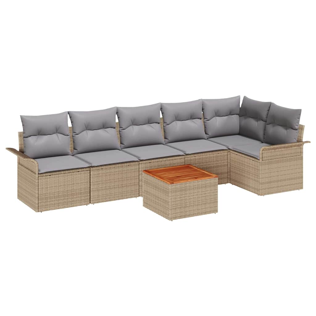 vidaXL Conjunto de Sofá de Jardim 7 pcs Bege e Cinza Claro vime PE