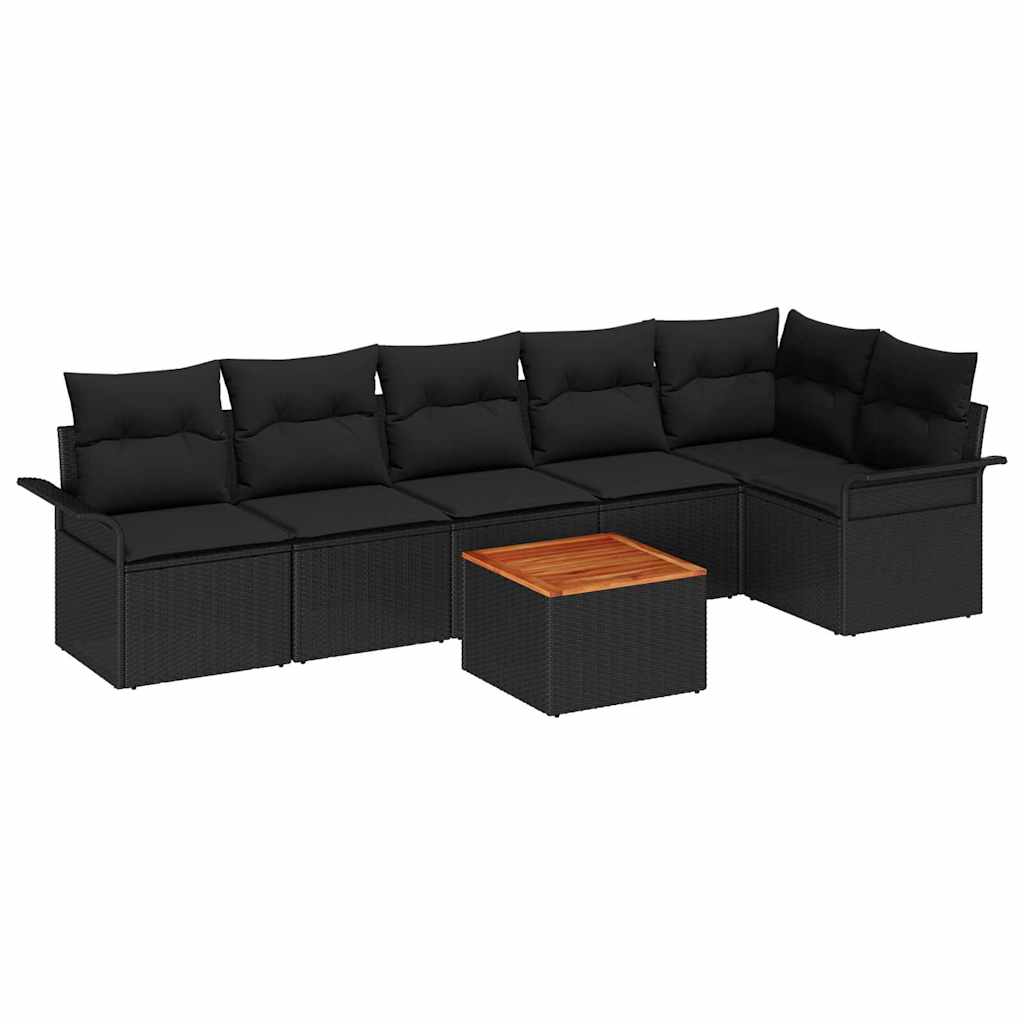 vidaXL Conjunto de Sofá de Jardim 7 pcs Preto vime PE