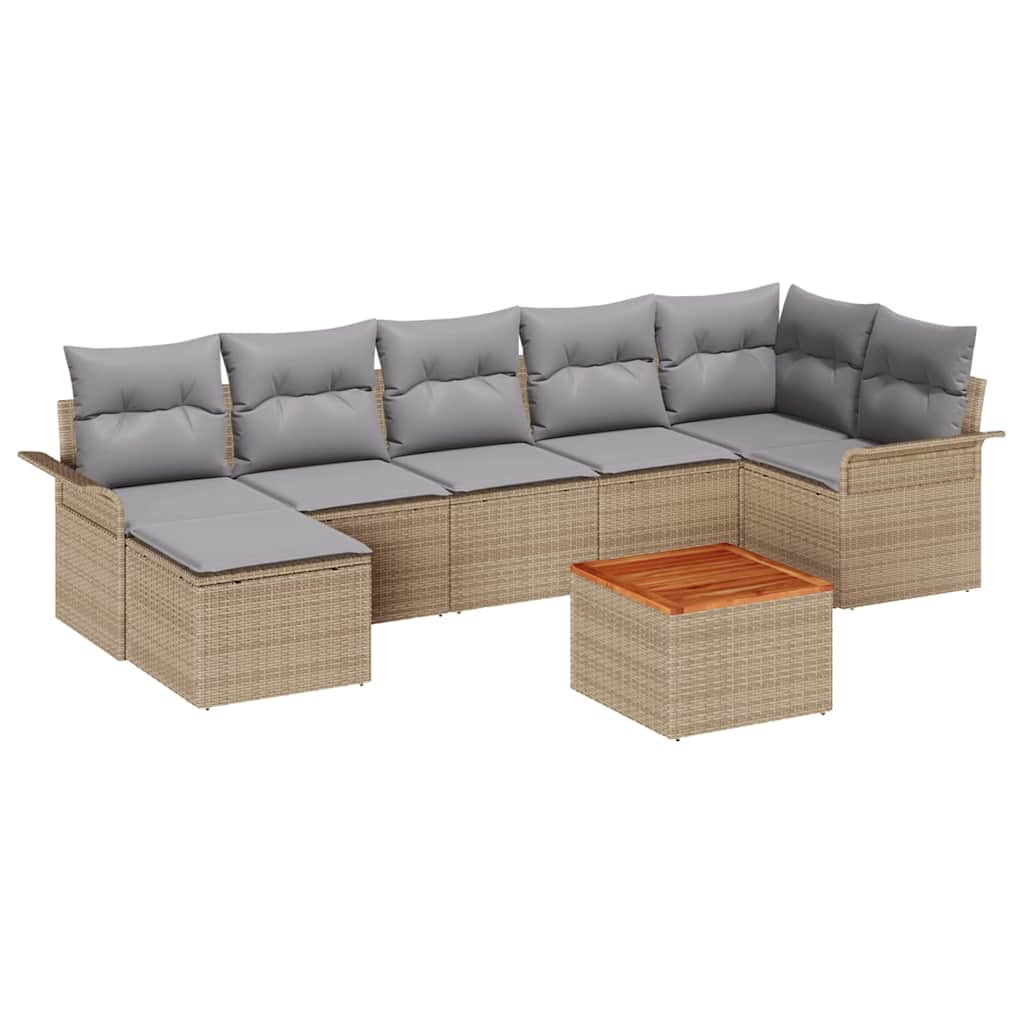 vidaXL Conjunto de Sofá de Jardim 8 pcs Bege e Cinza Claro vime PE