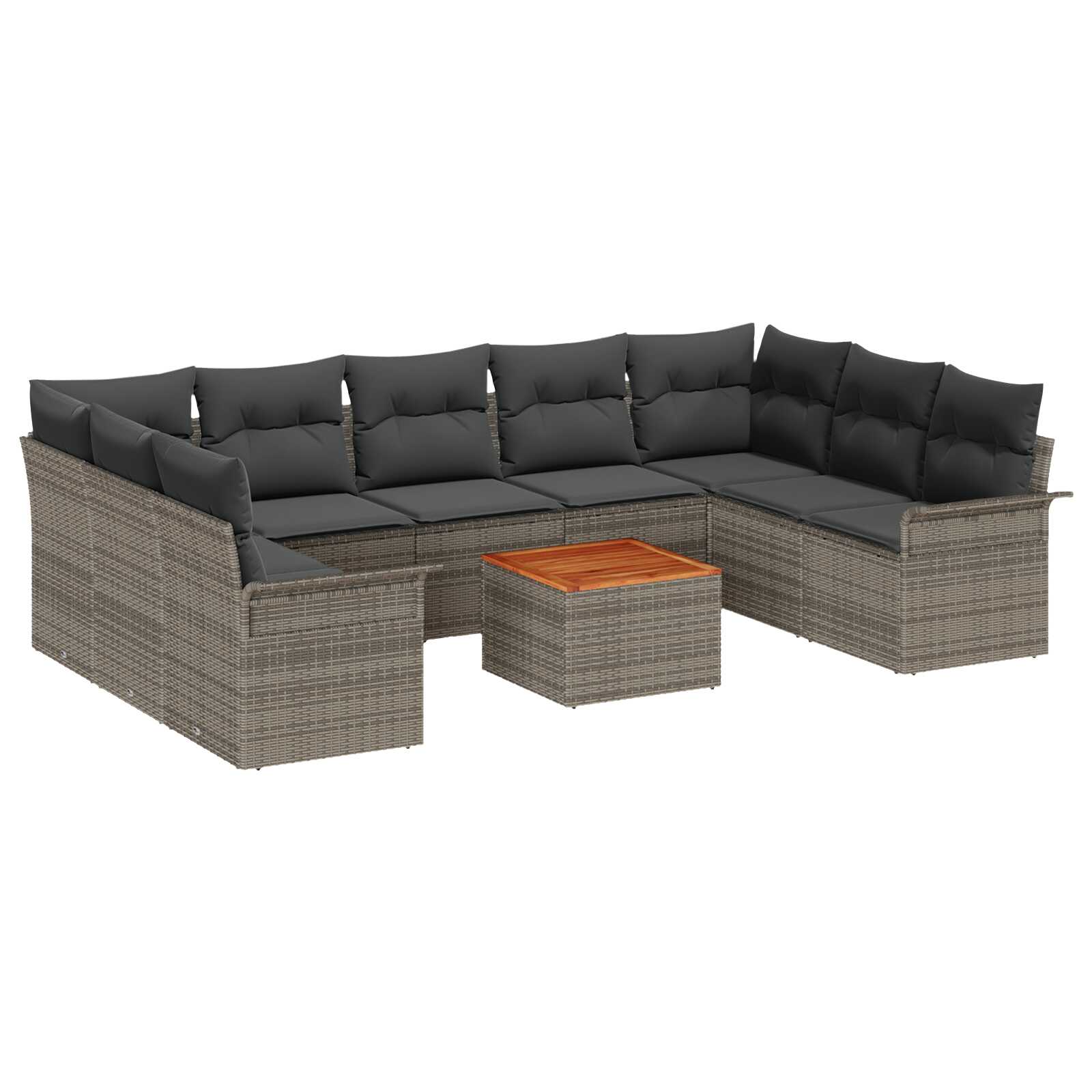 vidaXL Conjunto de Sofá de Jardim 10 pcs Cinzeto vime PE