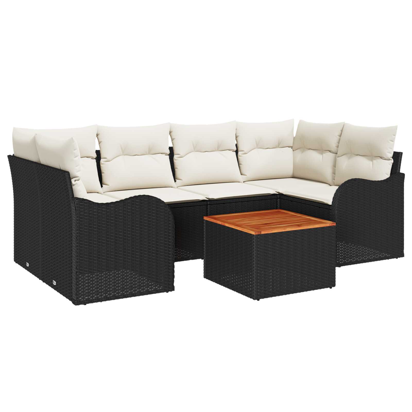 vidaXL Conjunto de Sofá de Jardim 7 pcs Preto e Creme vime PE