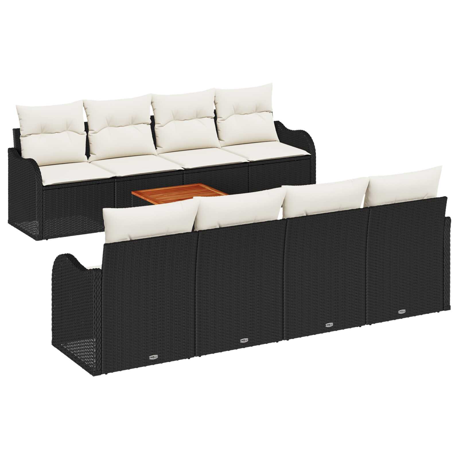 vidaXL Conjunto de Sofá de Jardim 9 pcs Preto e Creme vime PE