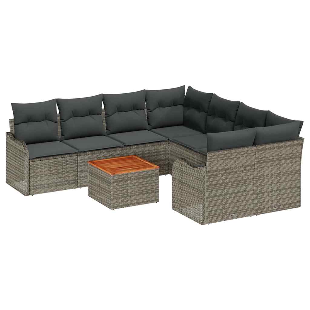vidaXL Conjunto de Sofá de Jardim 9 pcs Cinzeto vime PE