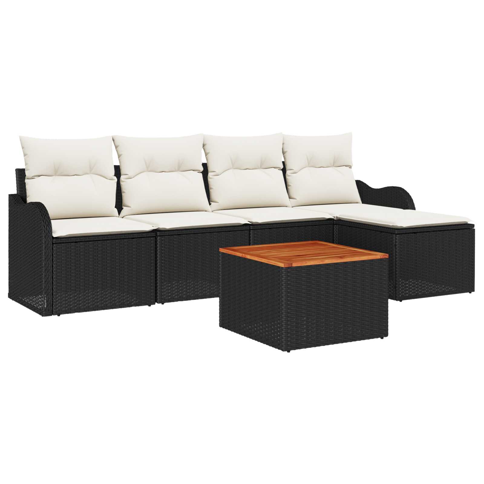 vidaXL Conjunto de Sofá de Jardim 6 pcs Preto e Creme vime PE