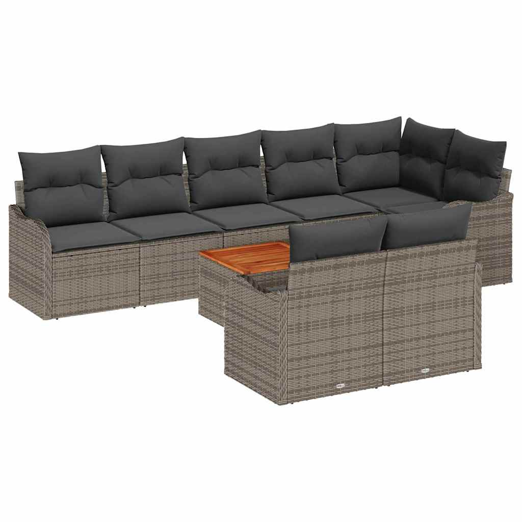 vidaXL Conjunto de Sofá de Jardim 9 pcs Cinzeto vime PE