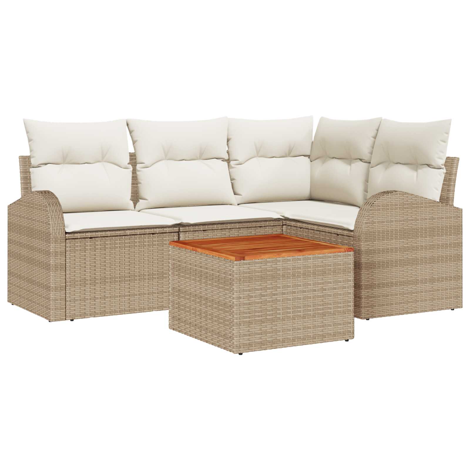 vidaXL Conjunto de Sofá de Jardim 5 pcs Bege e Creme vime PE