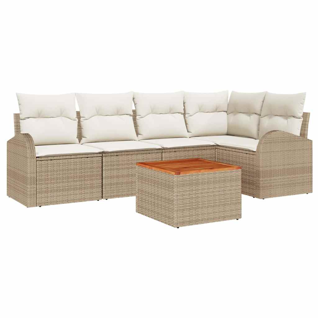 vidaXL Conjunto de Sofá de Jardim 6 pcs Bege e Creme vime PE