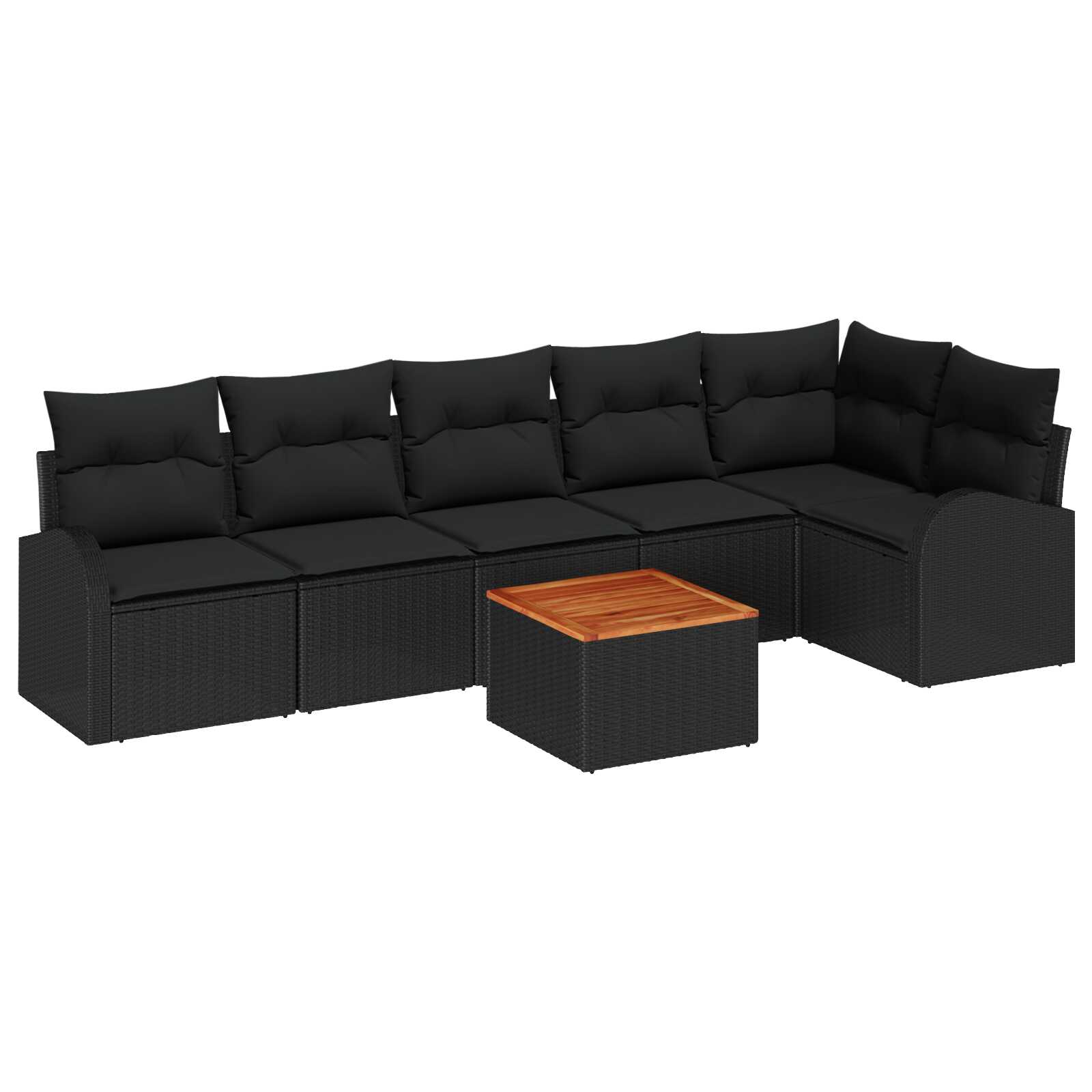 vidaXL Conjunto de Sofá de Jardim 7 pcs Preto vime PE