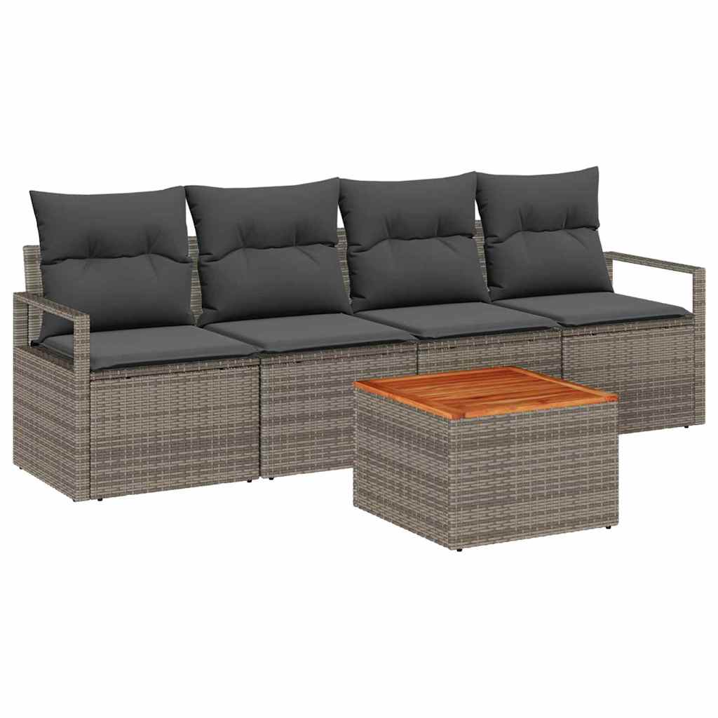 vidaXL Conjunto de Sofá de Jardim 5 pcs Cinzeto vime PE