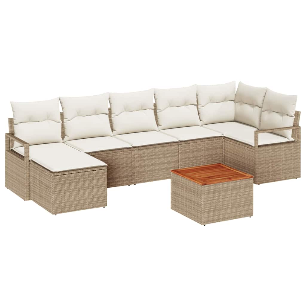 vidaXL Conjunto de Sofá de Jardim 8 pcs Bege e Creme vime PE