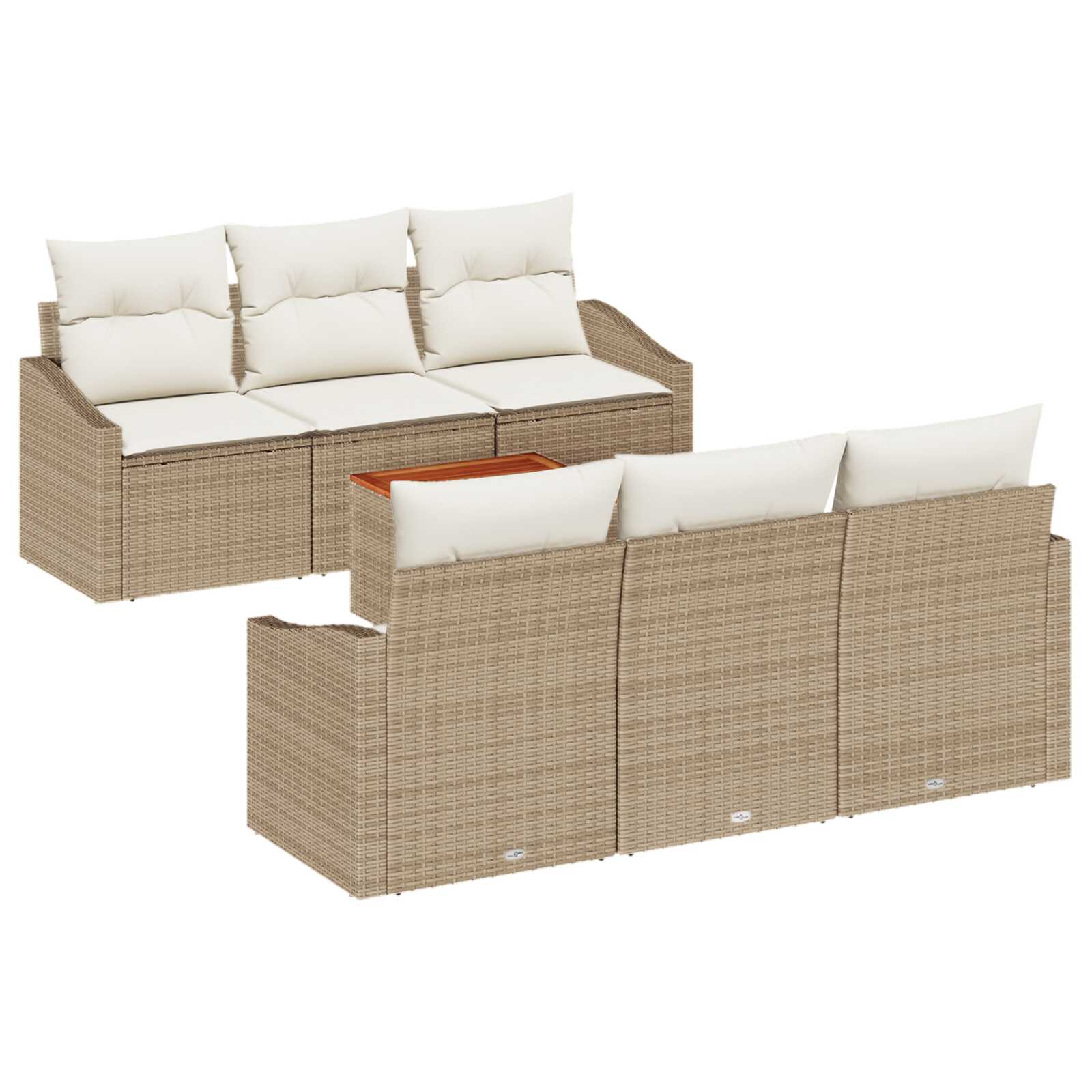 vidaXL Conjunto de Sofá de Jardim 7 pcs Bege e Creme vime PE