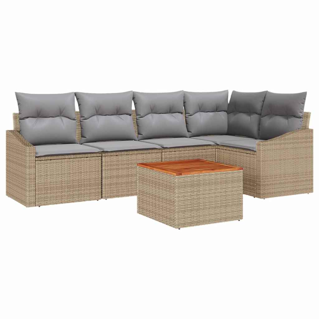 vidaXL Conjunto de Sofá de Jardim 6 pcs Bege e Cinza Claro vime PE