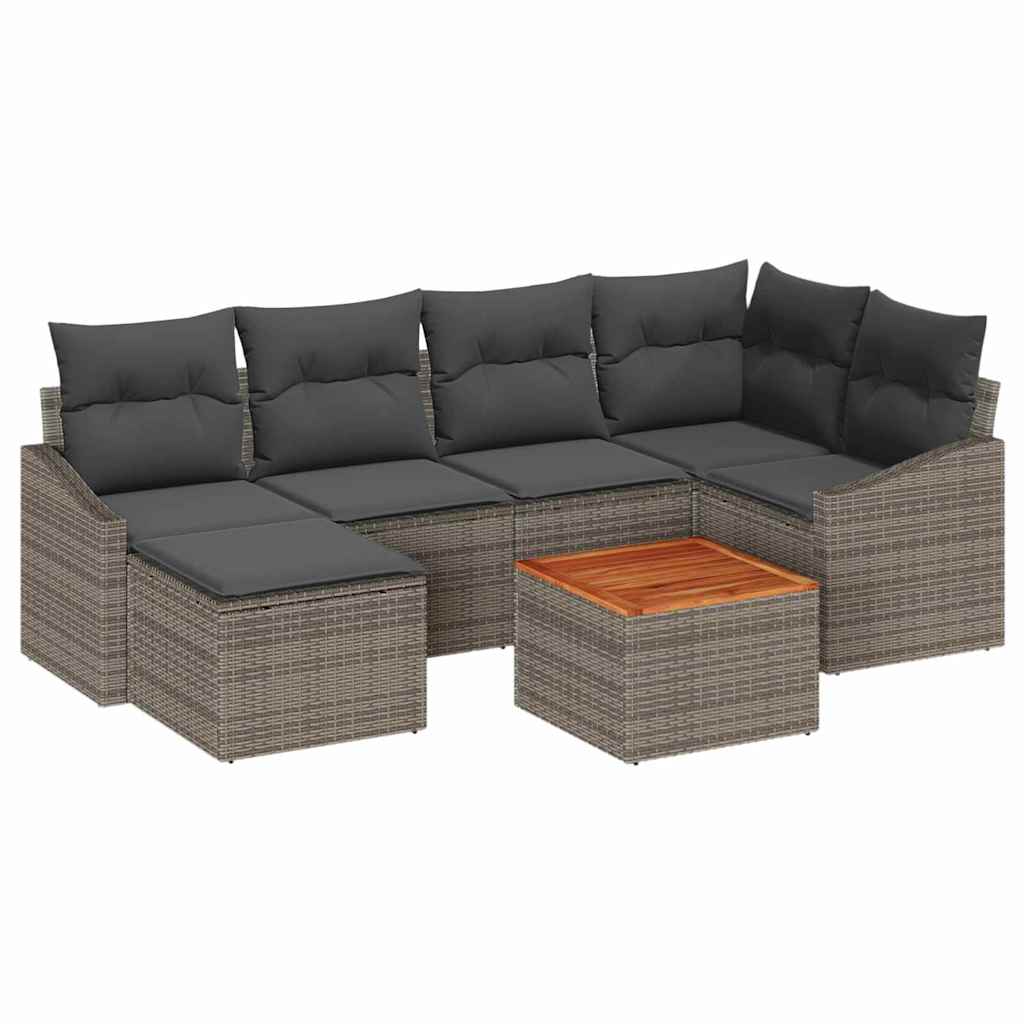 vidaXL Conjunto de Sofá de Jardim 7 pcs Cinzeto vime PE