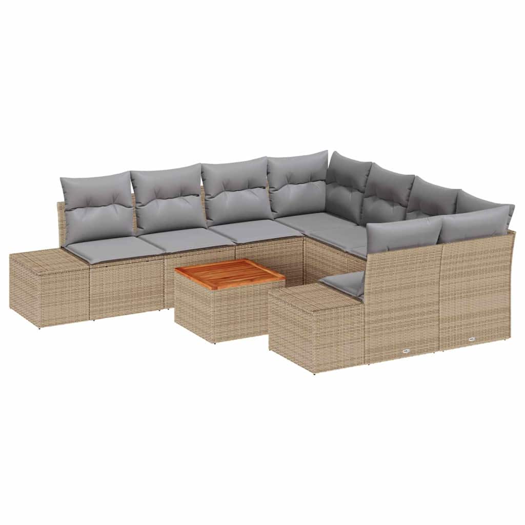 vidaXL Conjunto de Sofá de Jardim 9 pcs Bege e Cinza Claro vime PE