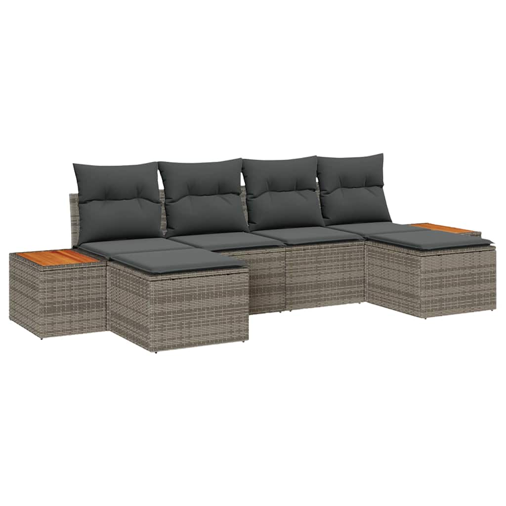 vidaXL Conjunto de Sofá de Jardim com almofada 6 pcs Cinzeto