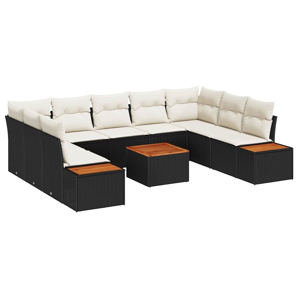 vidaXL Conjunto de Sofá de Jardim 5 pcs Preto e Creme Polirattan