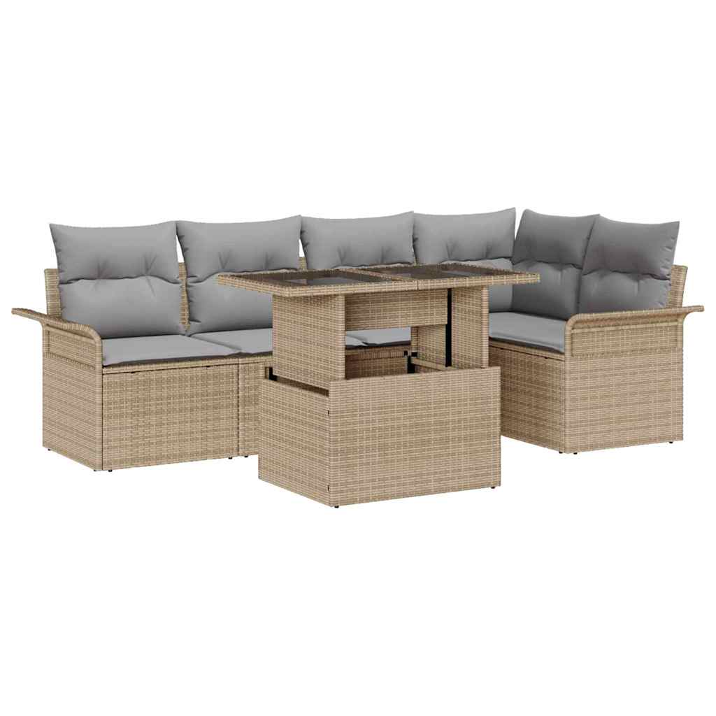 vidaXL Conjunto de Sofá de Jardim 6 pcs Bege Rattan Sintético